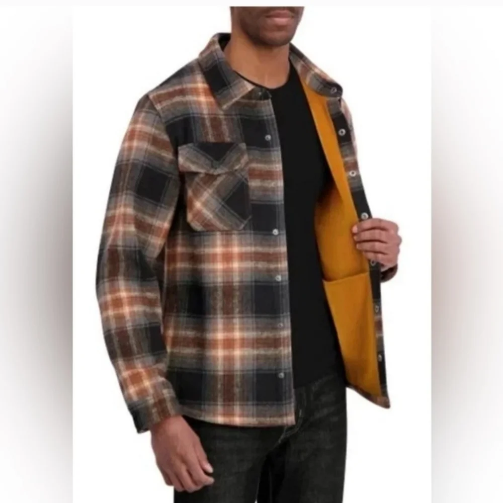 Dakine Men's Plaid Shirt Jacket - Black and Orange